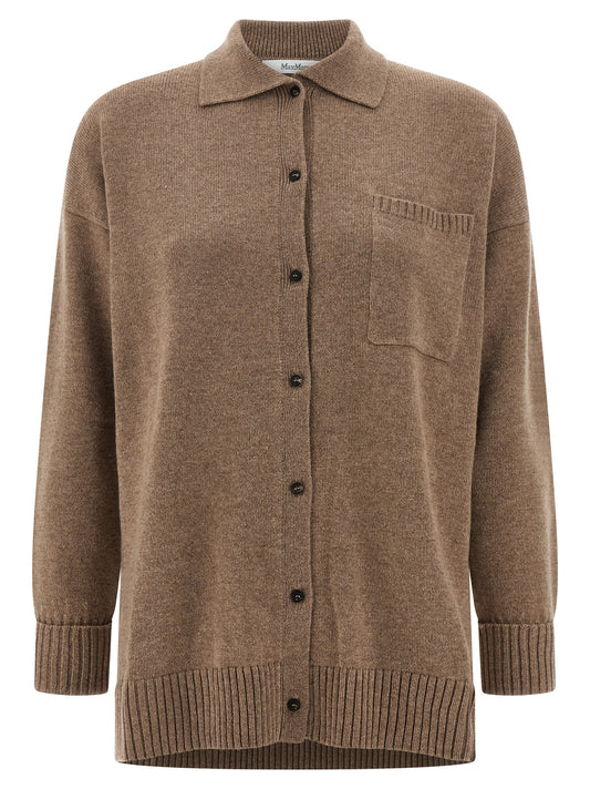 Cardigan by Max Mara for women in cashmere brown showcases a luxurious silhouette, meticulously detailed with a sophisticated and for a refined finish.