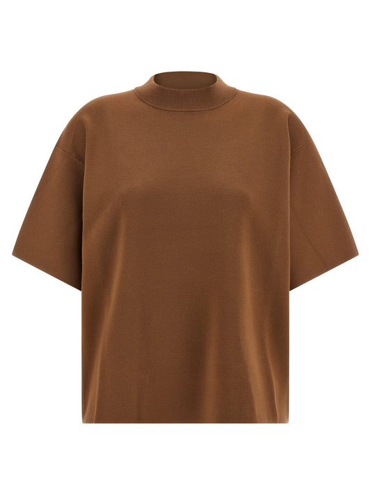Cardigan by Max Mara for women in polyester & viscose brown presents a textural silhouette, artfully finished with a textural crew neckline and for a sophisticated, textural look.