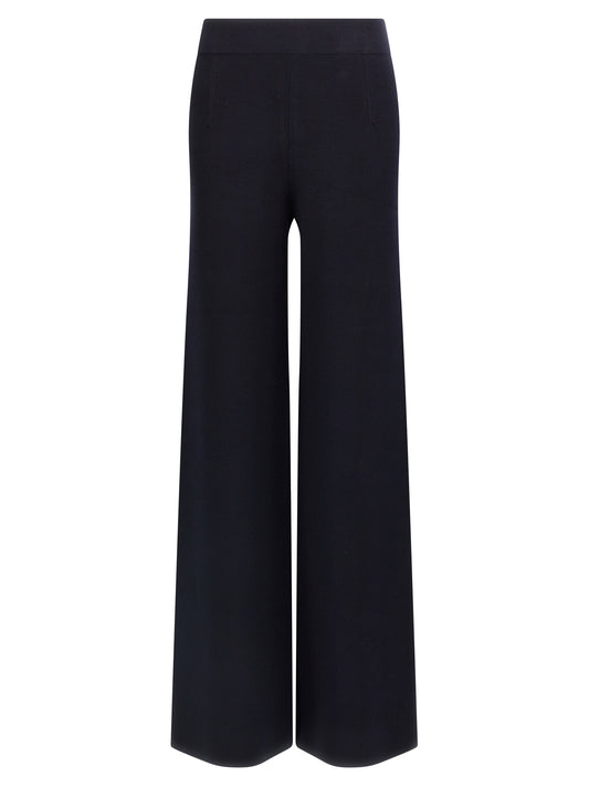Trousers by Max Mara for women in polyester & viscose blue presents a perennial silhouette, meticulously tailored with a wide cut, long finish, and an elegant .