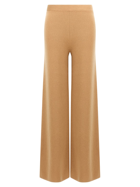 Trousers by Max Mara for women in cashmere wool brown features a tailored silhouette with a tailored flared & wide, defined by its long and a sophisticated .
