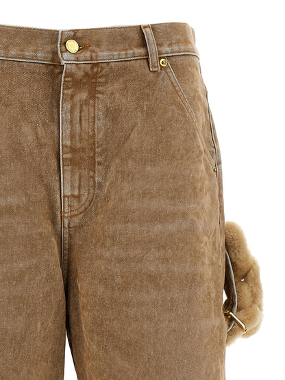 Darkpark Beige Cotton Straight-Leg Jeans
