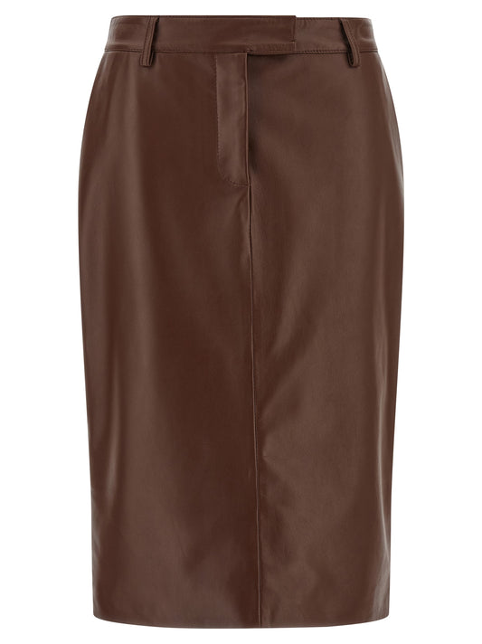 Giuseppe Di Morabito Brown Leather Midi Skirt