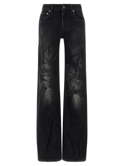 Balenciaga Black Cotton Flared Jeans