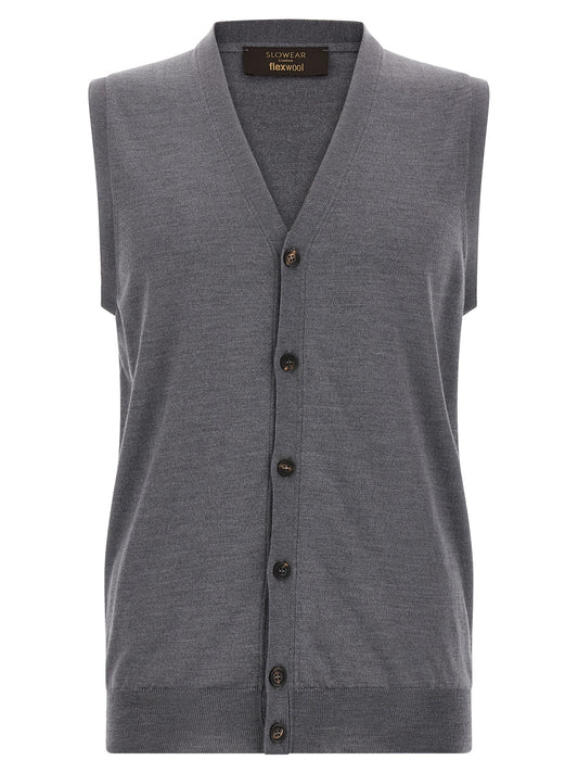 ZANONE Gray Virgin Wool Sleeveles Sweater