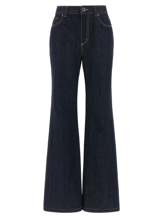 Alexander McQueen Blue Cotton Flared Jeans