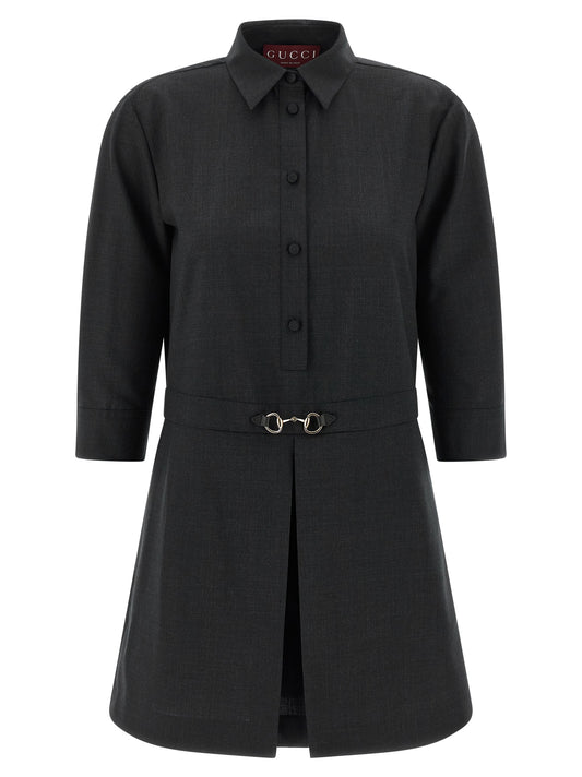 Gucci Gray Wool Short Dress
