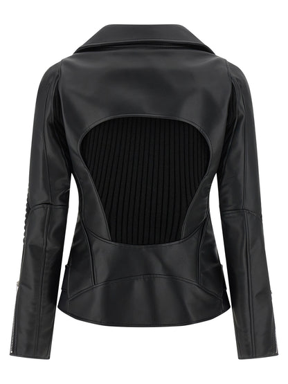 Junya Watanabe Black Artificial Leather Biker Jacket