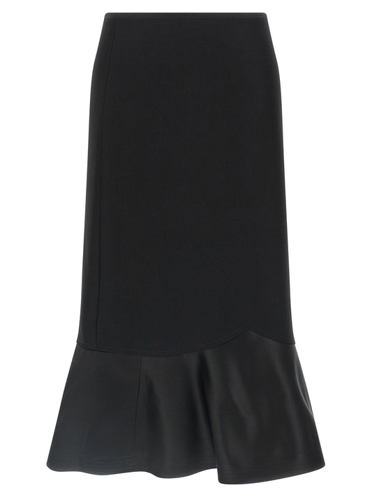 Fendi Black Virgin Wool Midi Skirt
