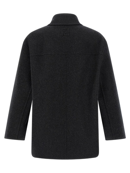 Fendi Gray Virgin Wool Coat
