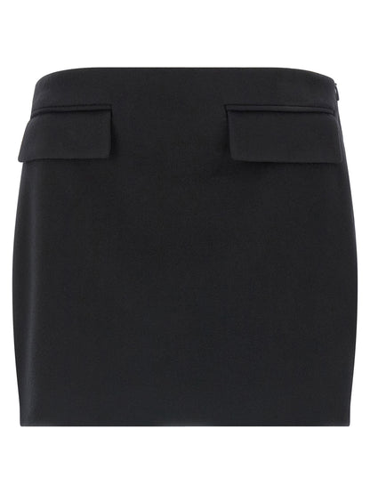 Ferragamo Black Virgin Wool Long Skirt