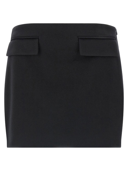 Ferragamo Black Virgin Wool Long Skirt