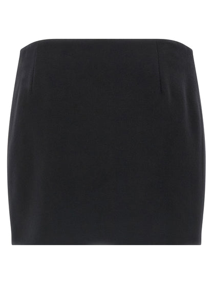 Ferragamo Black Virgin Wool Long Skirt