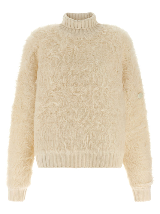 Cardigan by GOLDBERGH for women in polyester wool & alpaca wool white features a dramatic silhouette, showcasing a sophisticated turtle high-neck neckline and dramatic detail for a timeless, premium look.