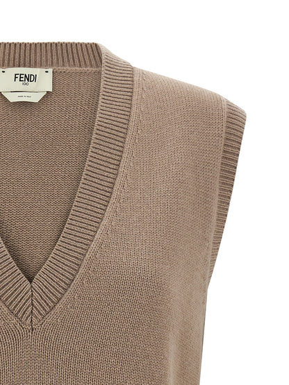 Fendi Beige Cashmere Sleeveless Jacket