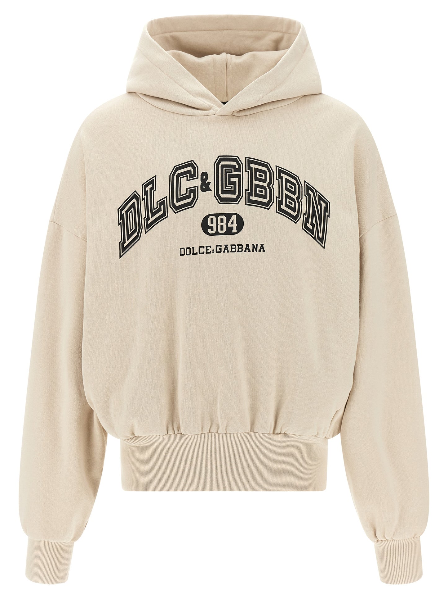 Sweatshirt Hoodie by Dolce & Gabbana for men in cotton beige & print showcases a city-ready silhouette, artfully detailed with a signature hooded neckline and long-sleeve for a city-ready finish.