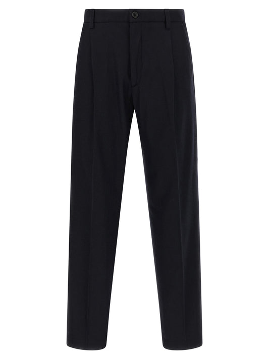 Casual Pants by Department 5 for men in polyamide & cashmere blue presents a tailored silhouette, showcasing a tailored straight-leg and long cut with a refined for a truly tailored aesthetic.