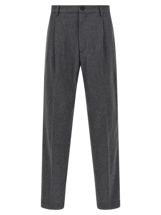 Trousers by Department 5 for men in polyamide & cashmere gray presents a perennial silhouette, meticulously tailored with a straight-leg cut, long finish, and an elegant .