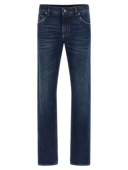 Dolce & Gabbana Blue Cotton Straight-Leg Jeans