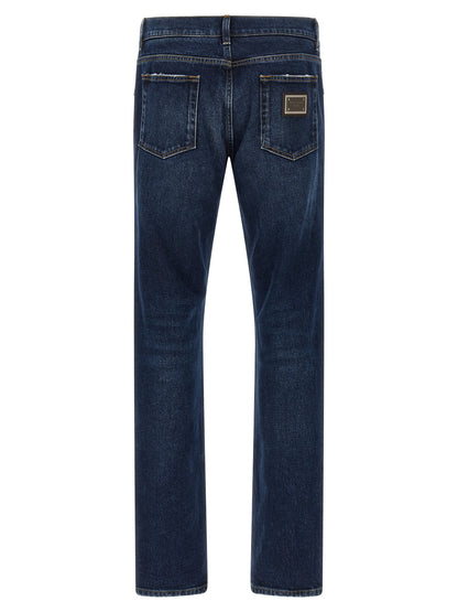 Dolce & Gabbana Blue Cotton Straight-Leg Jeans