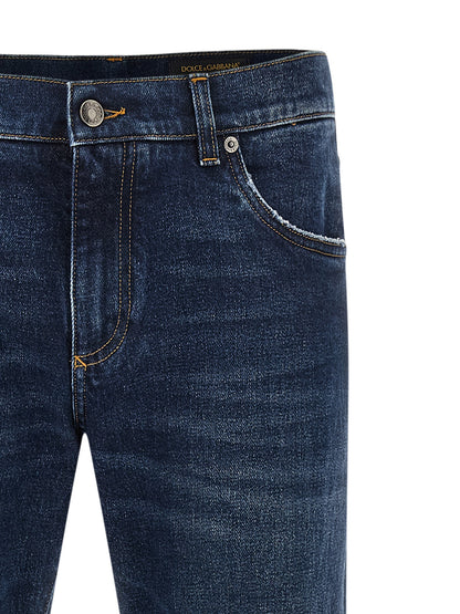 Dolce & Gabbana Blue Cotton Straight-Leg Jeans