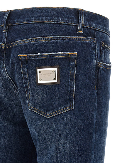 Dolce & Gabbana Blue Cotton Straight-Leg Jeans