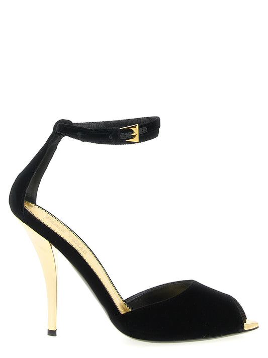 Paris Texas Black Viscose Stiletto Heel Sandals