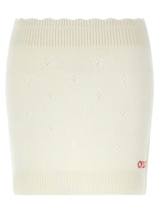 Chloé White Wool Long Skirt