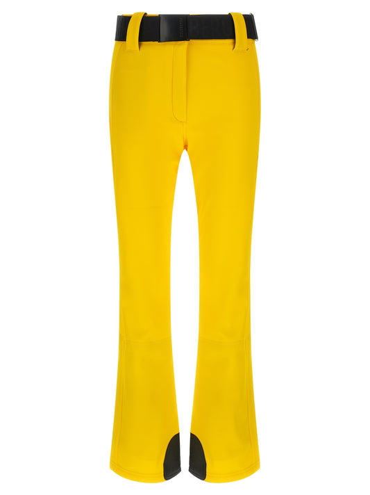 Activewear Pants by GOLDBERGH for women in polyamide polyester & polyurethane bicolour & yellow features an streamlined design with breathable-design, highlighting a streamlined athletic and long cut with a comfortable .
