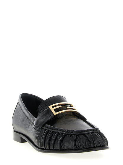 Flat Loafer Slip-On Shoes by Fendi for women in lamb leather black & signature showcases a timeless silhouette from the Women's Lamb Leather Flat Loafer Slip-On Shoes collection, featuring a timeless flat and for a timeless finish.