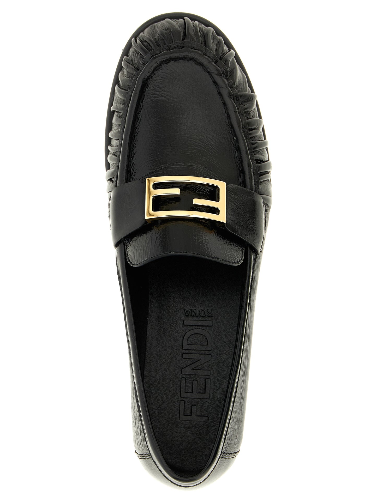 Flat Loafer Slip-On Shoes by Fendi for women in lamb leather black & signature features an dynamic silhouette from the Women's Lamb Leather Flat Loafer Slip-On Shoes collection, defined by a dynamic and flat for a dynamic look.