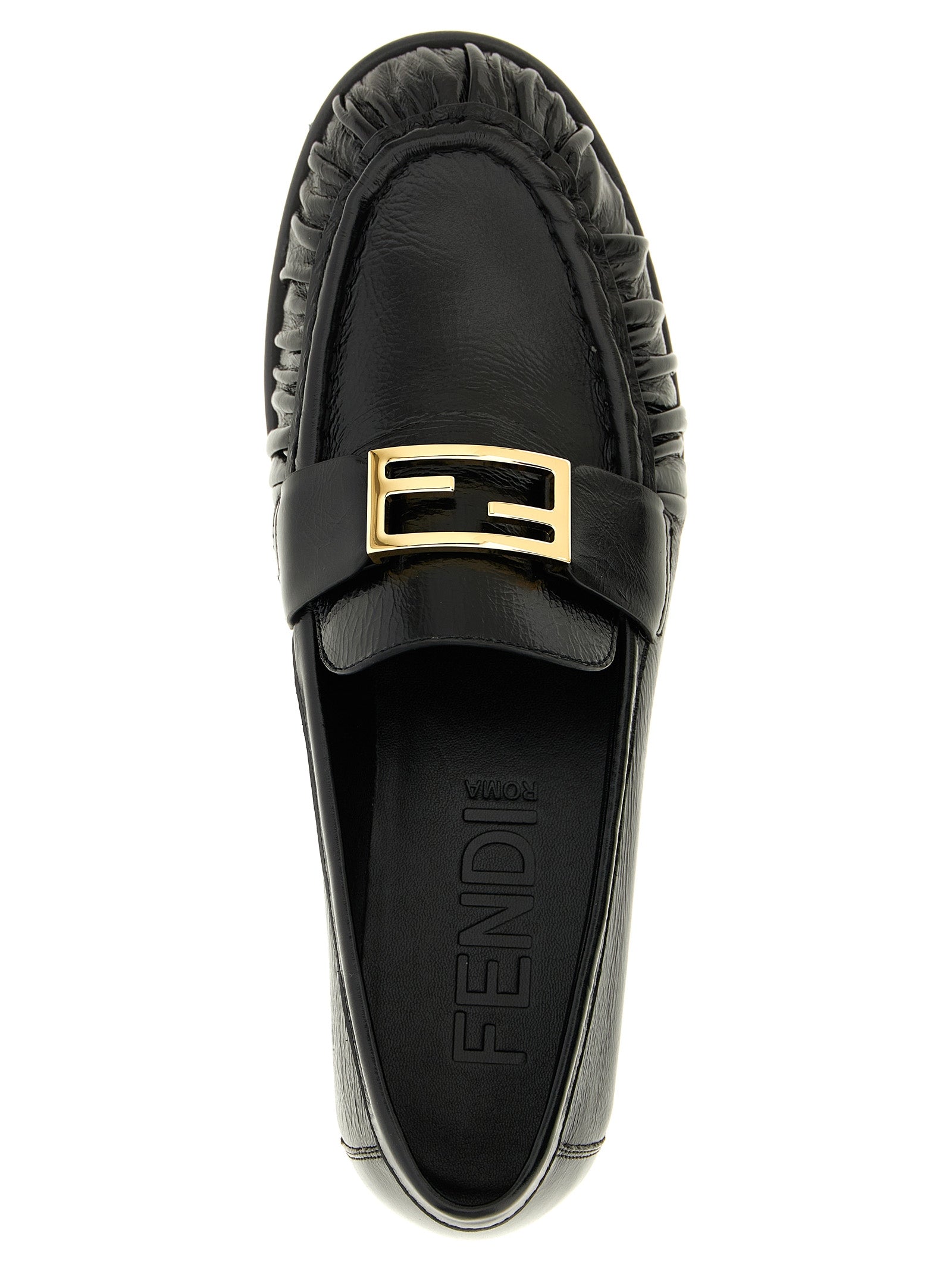 Flat Loafer Slip-On Shoes by Fendi for women in lamb leather black & signature features an dynamic silhouette from the Women's Lamb Leather Flat Loafer Slip-On Shoes collection, defined by a dynamic and flat for a dynamic look.
