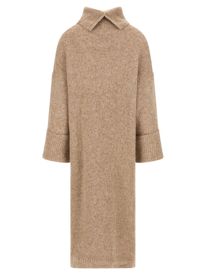 Entire Studios Beige Alpaca Leather Midi Dress