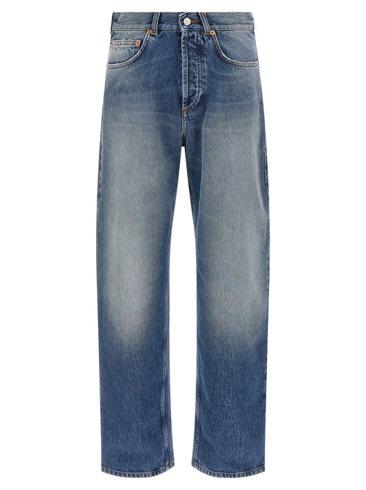 Jeans by Magliano for men in denim cotton blue & signature features an refined tailoring silhouette, showcasing a premium straight-leg, regular-fit & wide with a and long cut for a refined tailoring look.