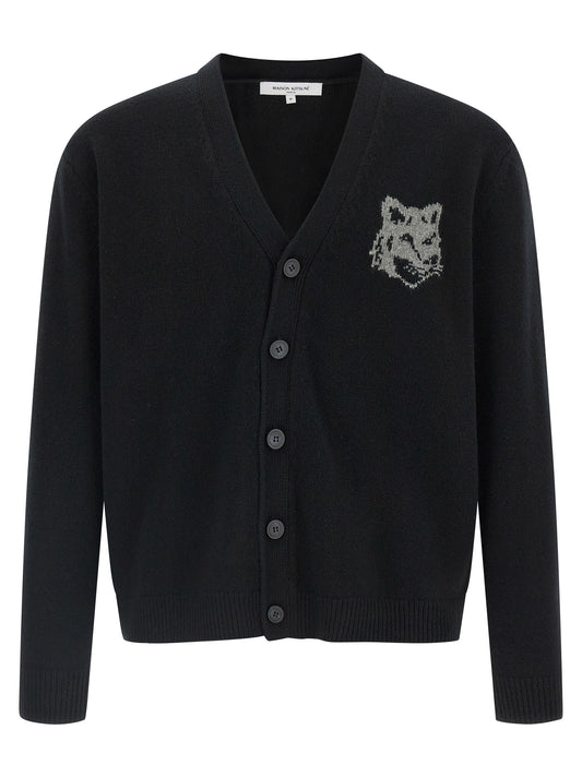 Maison Kitsuné Black Merino Wool Cardigan