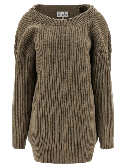 MM6 Maison Margiela Beige Virgin Wool Short Dress