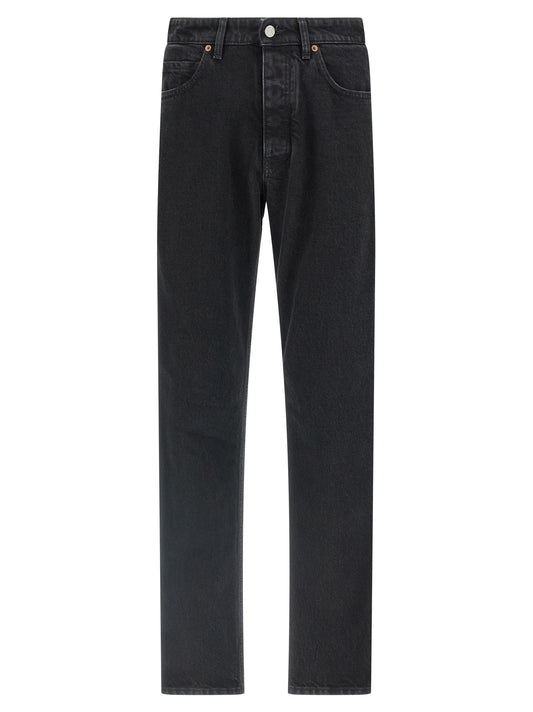 Jeans by MM6 Maison Margiela for men in denim cotton black, white & signature features a refined silhouette with a refined tapered-leg & straight-leg, defined by a and a refined long for a refined finish.