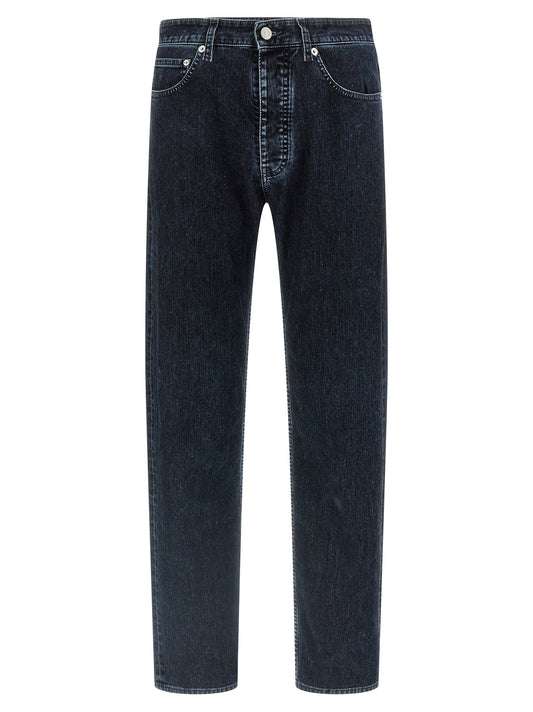 Jeans by MM6 Maison Margiela for men in stretch denim cotton black, natural, white & signature features a refined silhouette with a refined straight-leg, defined by a and a refined long for a refined finish.