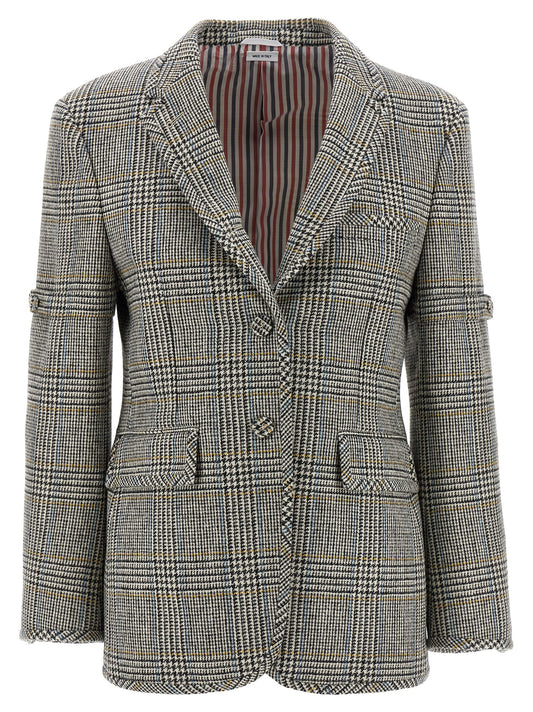 Blazer by Thom Browne for women in cupro wool multicolor & patterned features an sartorial silhouette, showcasing a sophisticated single-breasted neckline and sartorial for a truly sartorial finish.