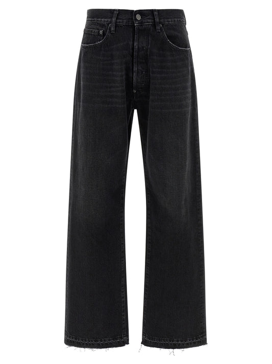Jeans by Maison Margiela for men in denim cotton black presents a refined pantology silhouette, artfully defined by a refined pantology straight-leg, long, and a sophisticated .