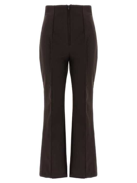 Activewear Pants by Fendi for women in stretch polyamide brown features an sporty athletic with a long and high rise, expertly finished with for an sporty performance aesthetic.