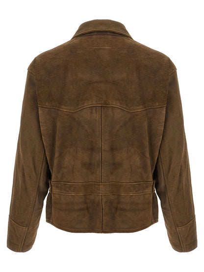 MM6 Maison Margiela Brown Calfskin Leather Jacket
