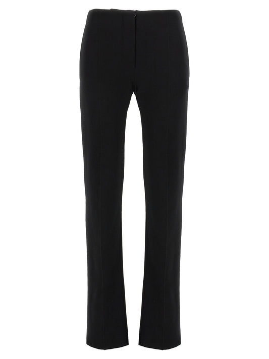 Trousers by Sportmax for women in polyester & viscose black features a sculptural silhouette, showcasing a sculptural straight-leg and long with a sophisticated low rise for a sculptural finish.