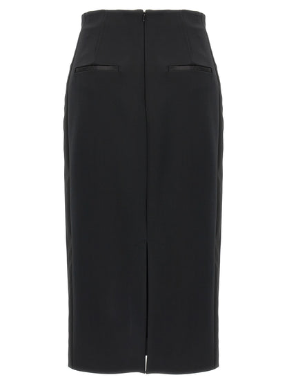 Max Mara Black Viscose Midi Skirt