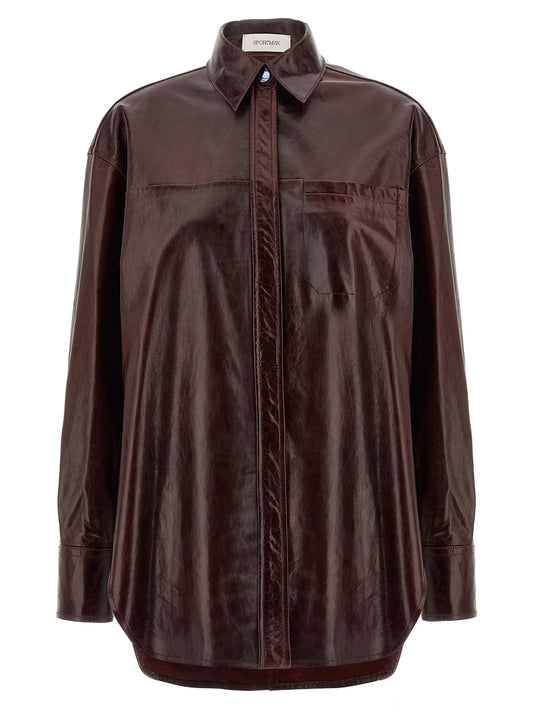 Blouse by Sportmax for women in lamb leather bordeaux presents a discerning silhouette, showcasing a sophisticated and long-sleeve for a truly discerning finish.