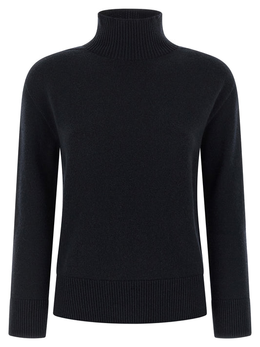 Cardigan by S Max Mara for women in cashmere blue showcases a captivating silhouette, artfully detailed with a captivating long-sleeve and wrap turtle high-neck neckline for a truly sophisticated captivating look.