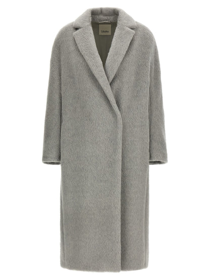 'S Max Mara Gray Alpaca Leather Coat