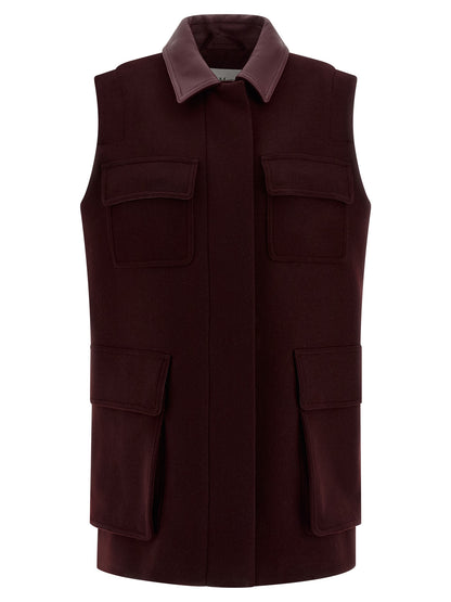 Max Mara Bordeaux Virgin Wool Sleeveless Jacket