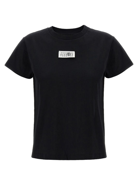 MM6 Maison Margiela Women's Crew Neck Cotton T-Shirt - Black White Signature