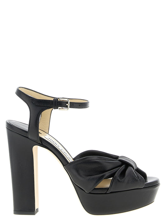 Jimmy Choo Black Leather Stiletto Heel Sandals
