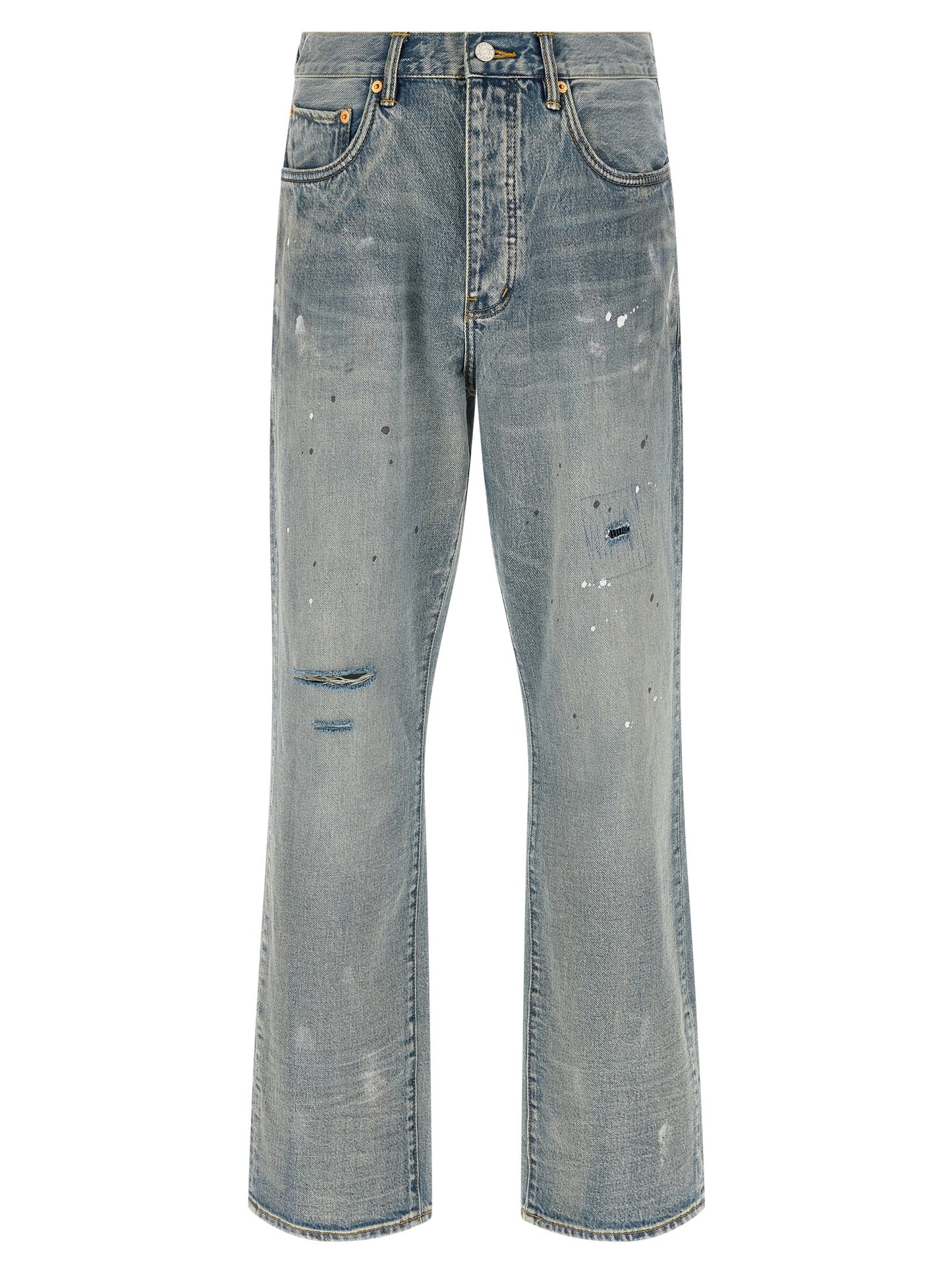 PURPLE Blue Cotton Straight-Leg Jeans